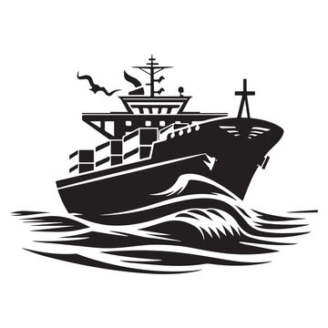 recommend clip art: Electric steamer silhouette illustration, Tugboat ship silhouette illustration isolated on white background