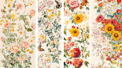 Watercolor Floral Seamless Patterns