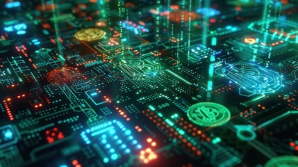 Fototapeta premium Digital Currency Network: Bitcoin and Cryptocurrency
