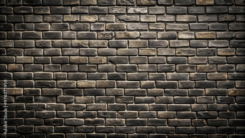 Wall mural vintage black brick wall with textured surface, perfect for backgrounds and designs