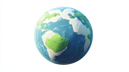 Naklejka premium A cartoon-style globe with green landmasses and blue water.