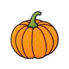 Obraz premium A vibrant, hand-drawn pumpkin with a green stem, perfect for autumn-themed decorations and seasonal projects., isolated on a transparent background.