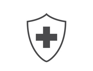 Medical health shield icon. Health protection and healthcare symbols. Isolated vector image in simple style