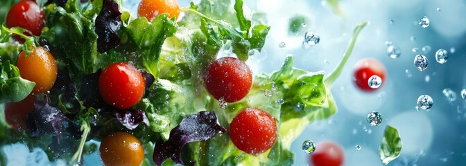 Salad ingredients floating background 