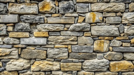 Fototapeta premium Close-up of a weathered gray stone wall texture with rough surface