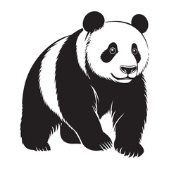 Panda Bear Silhouette Logo Design Vector Template Funny Lazy Logo Panda Animal