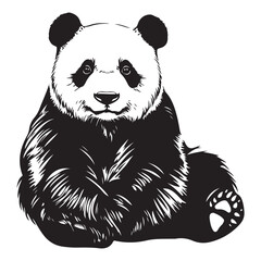 Panda Bear Silhouette Logo Design Vector Template Funny Lazy Logo Panda Animal