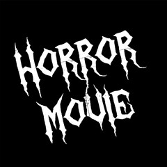 horror movie text calligraphy party celebration invitation. Vector image on black background.