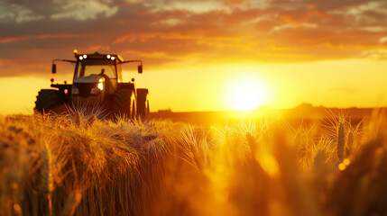 Fototapeta premium The setting sun brings warmth and gratitude, as the harvest symbolizes the fruits of hard work and dedication to the community