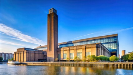 Naklejka premium Tate Modern museum building with clear blue sky background in London