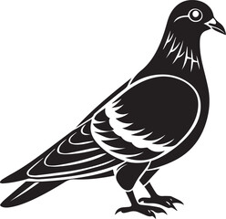 pigeon silhouette vector white background.