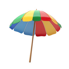 Bright and colorful beach umbrella, perfect for summer days at the beach or poolside relaxation., isolated on a transparent background.