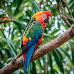 Obraz premium Parrot on a tree branch