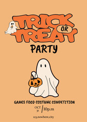 trick or treat party card Halloween party card
