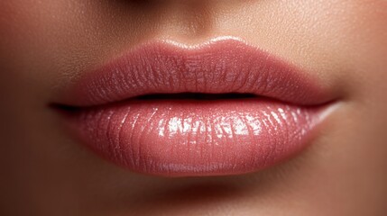 Fototapeta premium Lip Botox injections concept. Young woman getting beauty injection in her lips, doctors hand in gloves holding syringe with filler next to woman mouth. Banner background beauty procedure design