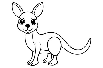 A kangaroo stands vector line art illustration