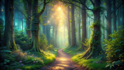 Fototapeta premium A magical path leading through a mystical forest