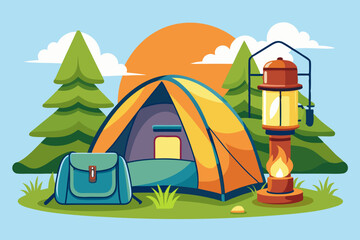 A vector illustration of a camping tent