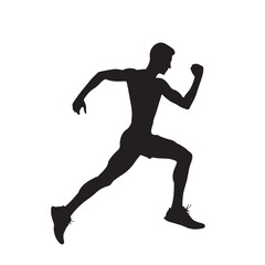 Silhouette of a runner in mid-stride vector on a white background