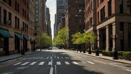 Empty Park Avenue during Coronavirus in NYC, April 2020.
