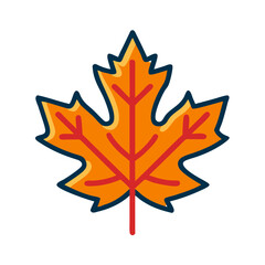 Orange Maple Leaf Icon in Circle Frame, Autumn Nature Symbol