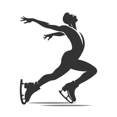 Silhouette of a skater on a skateboard. figure skating dancer. Hand drawn black vector artwork.