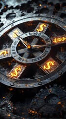 Fototapeta premium Time is Money Clock with Gears and Dollar Symbols