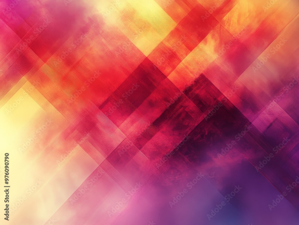 Poster This image showcases vivid gradient abstract squares in layered translucent colors, creating a sense of depth and luminosity, offering a visually compelling artistic piece.