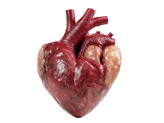 Raw heart, isolated on white background. PNG transparent.
