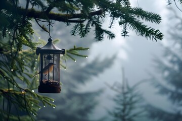 christmas lantern on a tree