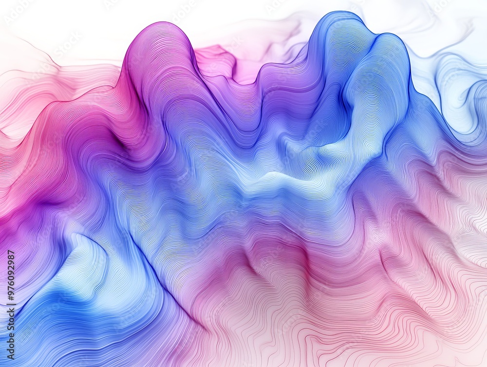 Poster Dynamic abstract artwork featuring layered lines in vibrant shades of blue and pink. The intricate patterns create a sense of depth, movement, and visual intrigue.