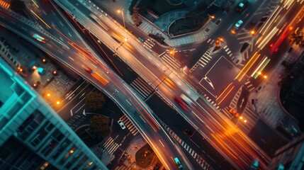 Night Cityscape with Traffic Lights