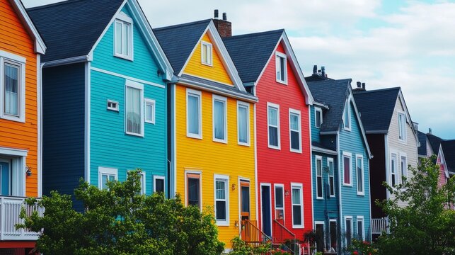 colored houses in top of each ather 