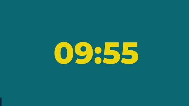 10 Minutes Countdown Timer, yellow numbers on a green background	
