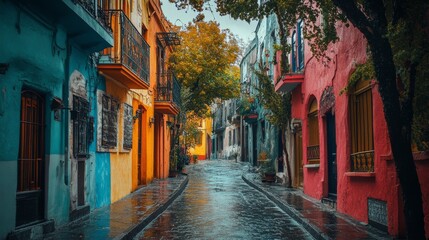 Fototapeta premium colored houses in top of each ather 