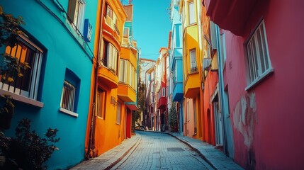 Fototapeta premium colored houses in top of each ather 