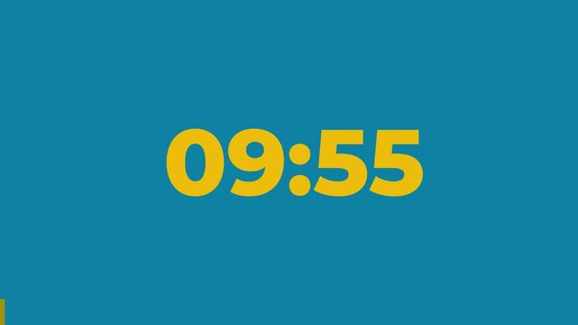 10 Minutes Countdown Timer, Yellow numbers on blue background		
