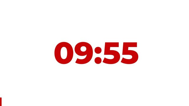 10 Minutes Countdown Timer, Red numbers on White background		
