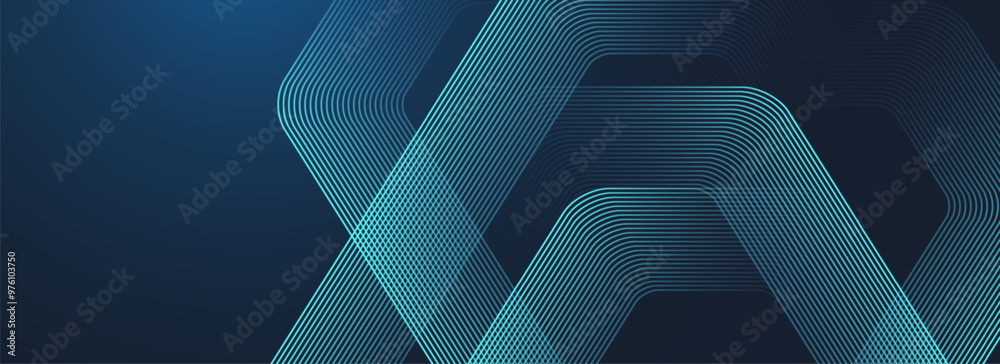 Aufkleber abstract glowing hexagonal lines on dark blue background. digital futuristic technology concept. geo