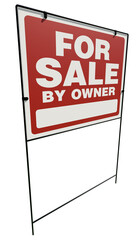 Right Facing For Sale By Owner Real Estate Yard Sign Isolated. Transparent PNG.