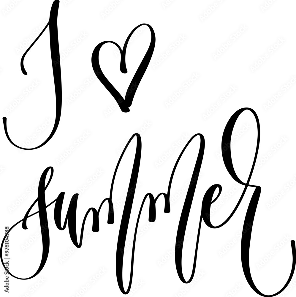 Wall mural i love summer - hand lettering inscription text about summer, calligraphy vector illustration