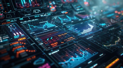 Fototapeta premium Digital Dashboard with Financial Data