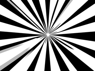 Dynamic starburst pattern, striking black and white contrast