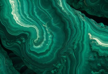 Textured malachite slab displaying swirling patterns of green and black, placed on a wooden surface to provide contrast and warmth to the image., navy blue, white and bold yellow color scheme, golden 