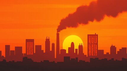 Methane emissions rising, industrial skyline in background