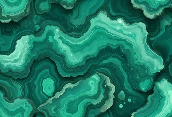 Fototapeta premium Textured malachite slab displaying swirling patterns of green and black, placed on a wooden surface to provide contrast and warmth to the image., navy blue, white and bold yellow color scheme, golden 