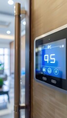 Smart Thermostat in Modern Office for Efficient Temperature and Lighting Control