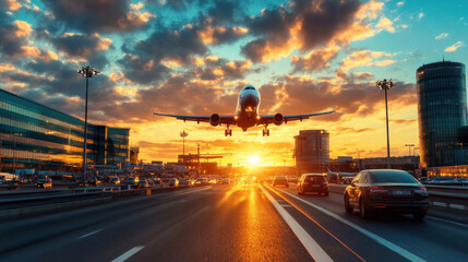 A bustling airport with airplanes taking off and landing, showcasing the complexity and efficiency of modern air transportation.