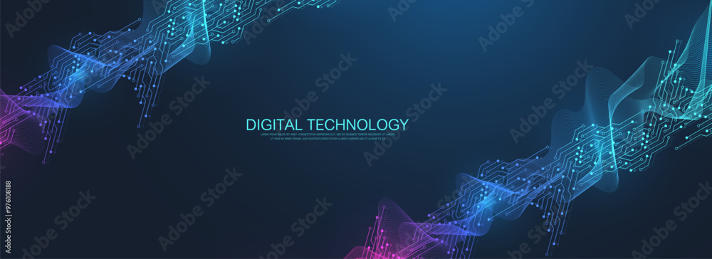 Aufkleber abstract digital technology background. digital tech motherboard texture design. engineering circuit