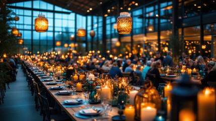 A charity fundraiser event with people gathered in a hall, bidding on auction items to support a good cause.